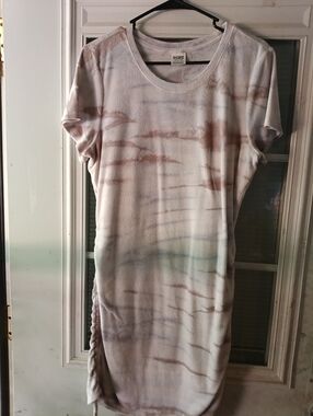 PINK Victoria Secret Short Sleeve Tie-Dye Tunic Dress - Light Brown & Cream XL